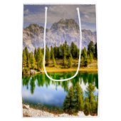Dolomiten und Atemberaubender See Landschaft Mittlere Geschenktüte (Rückseite)