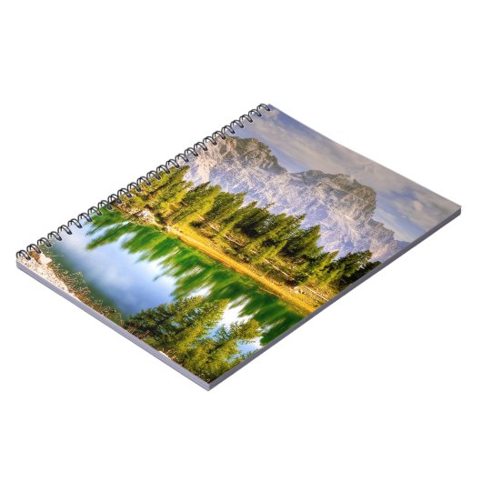 Dolomiten und Atemberaubender See Landschaft Notizblock (Linke Seite)