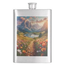 Dolomiten Vintag-Style Reiseplakat mit See Flachmann