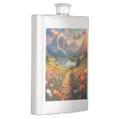 Dolomiten Vintag-Style Reiseplakat mit See Flachmann (Rechts)