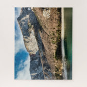 Dolomitengebirge und Molvenosee mit blauem Himmel Puzzle (Vertikal)