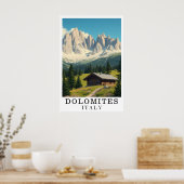 Dolomites Italy Mountain Alpine Cabin Art Poster (Küche)