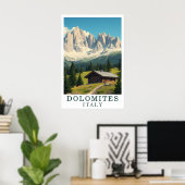 Dolomites Italy Mountain Alpine Cabin Art Poster (Heimbüro)