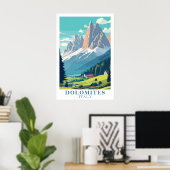 Dolomites Italy Retro Travel Mountain Alpine Art Poster (Heimbüro)