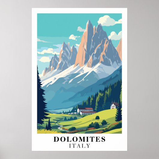 Dolomites Italy Vintage Travel Mountain Alpine Art Poster (Vorne)