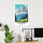 Dolomites Italy Vintage Travel Mountain Alpine Art Poster (Heimbüro)