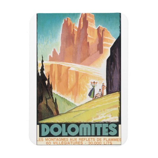 Dolomites Vintage Travel Poster Magnet (Vertikal)