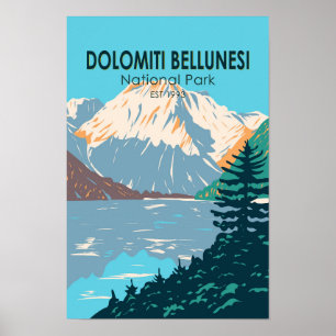 Dolomiti Bellunesi Nationalpark Italien Vintage Poster