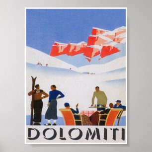 Dolomiti Italien Vintages Skireisepaket Poster