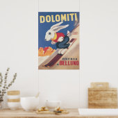 Dolomiti Ski Bunny Vintage Poster (Küche)