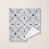 Dolores Botanical Tile Pattern Grau Badhandtuch Set (Waschlappen)