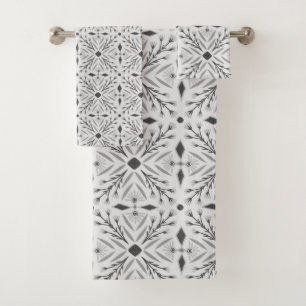 Dolores Botanisches Fliesenmuster Grau Badhandtuch Set