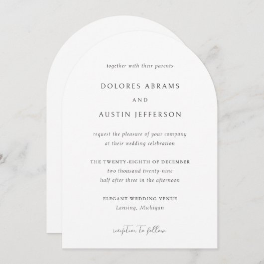 Dolores Classic Elegante Wedding Einladung (Vorne/Hinten)