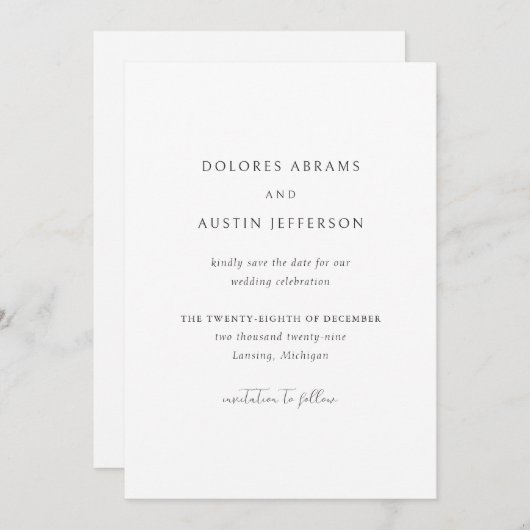 Dolores Classic Elegante Wedding Save The Date (Vorne/Hinten)
