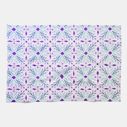 Dolores Tiles Muster Lila rosa Minze Geschirrtuch (Horizontal)