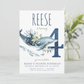 Dolphin 4. Geburtstag Einladung (Stehend Vorderseite)