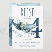 Dolphin 4. Geburtstag Einladung (Vorne/Hinten)