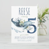 Dolphin 5. Geburtstag Einladung (Stehend Vorderseite)