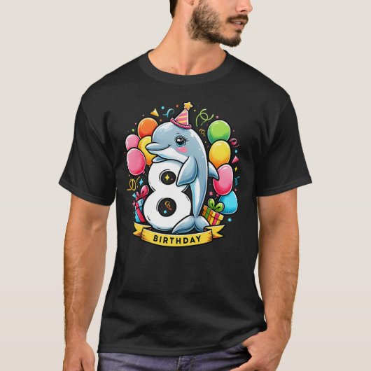 Dolphin 8th birthday boy girl 8 years old eight Do T-Shirt (Vorderseite)