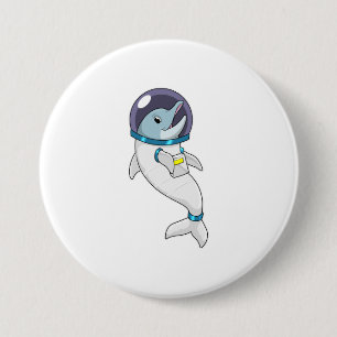 Dolphin als Astronaut in Kostüm Button