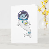 Dolphin als Astronaut in Kostüm Karte (Gelbe Blume)