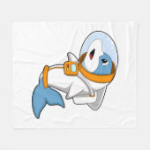 Dolphin als Astronaut mit Kostüm Fleecedecke (Vorderseite (Horizontal))