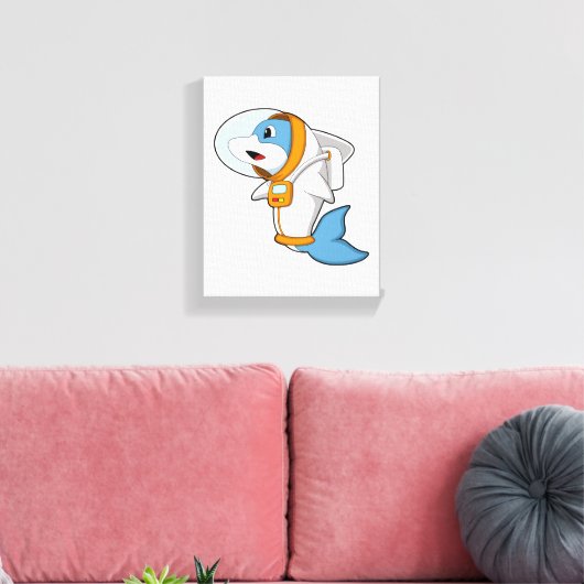 Dolphin als Astronaut mit Kostüm Leinwanddruck (Insitu (Wohnzimmer))