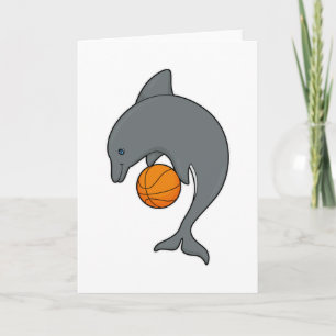 Dolphin als Basketballspieler mit Basketball Karte
