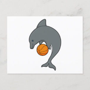 Dolphin als Basketballspieler mit Basketball Postkarte