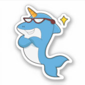 Dolphin als Einhorn mit Brille.PNG Aufkleber (Vorderseite)