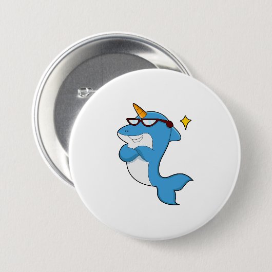 Dolphin als Einhorn mit Brille.PNG Button (Vorne & Hinten)