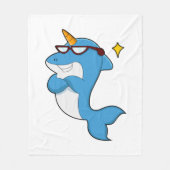 Dolphin als Einhorn mit Brille.PNG Fleecedecke (Vorderseite)