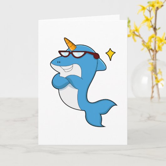 Dolphin als Einhorn mit Brille.PNG Karte (Gelbe Blume)