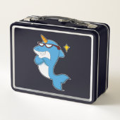 Dolphin als Einhorn mit Brille.PNG Metall Brotdose (Rückseite)