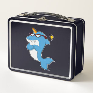Dolphin als Einhorn mit Brille.PNG Metall Brotdose