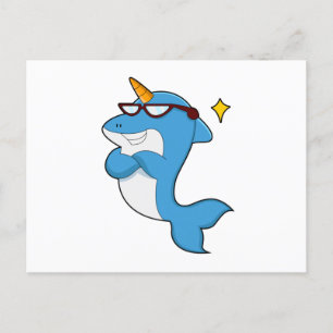 Dolphin als Einhorn mit Brille.PNG Postkarte