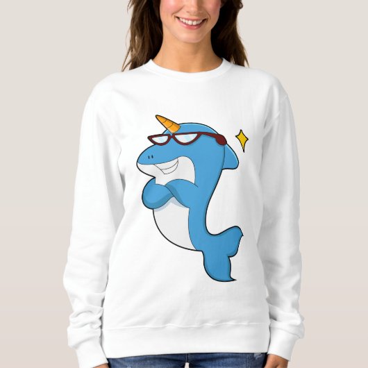 Dolphin als Einhorn mit Brille.PNG Sweatshirt (Vorderseite)