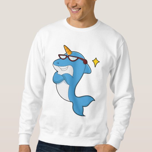 Dolphin als Einhorn mit Brille.PNG Sweatshirt (Vorderseite)