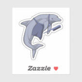 Dolphin als Friseur mit Kamm Aufkleber (Blatt)