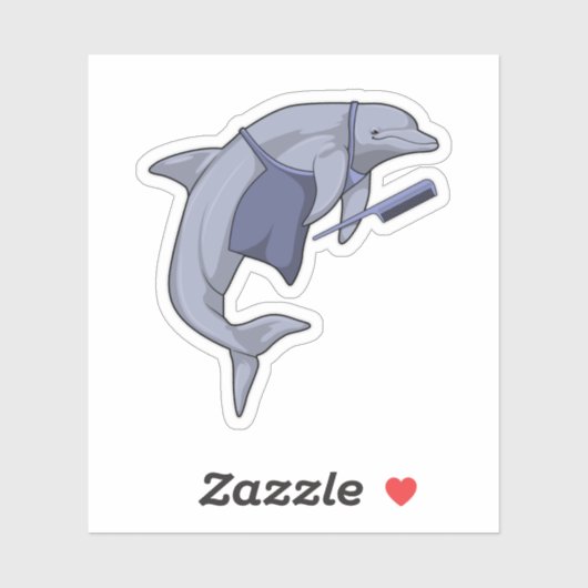 Dolphin als Friseur mit Kamm Aufkleber (Blatt)