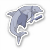 Dolphin als Friseur mit Kamm Aufkleber (Vorderseite)