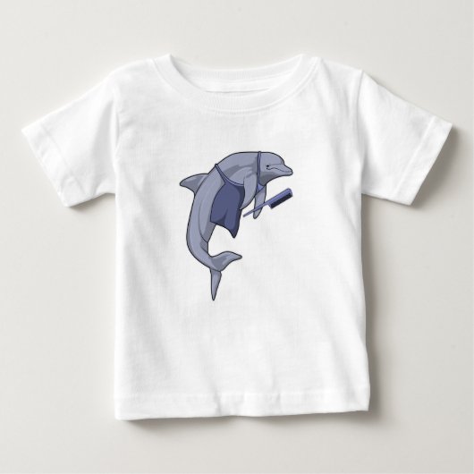 Dolphin als Friseur mit Kamm Baby T-shirt (Vorderseite)