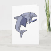 Dolphin als Friseur mit Kamm Karte (Vorderseite)
