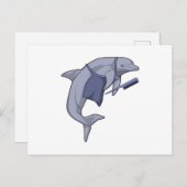 Dolphin als Friseur mit Kamm Postkarte (Vorne/Hinten)