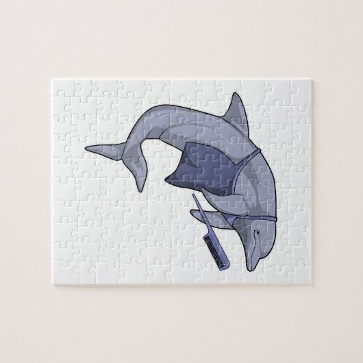 Dolphin als Friseur mit Kamm Puzzle (Horizontal)