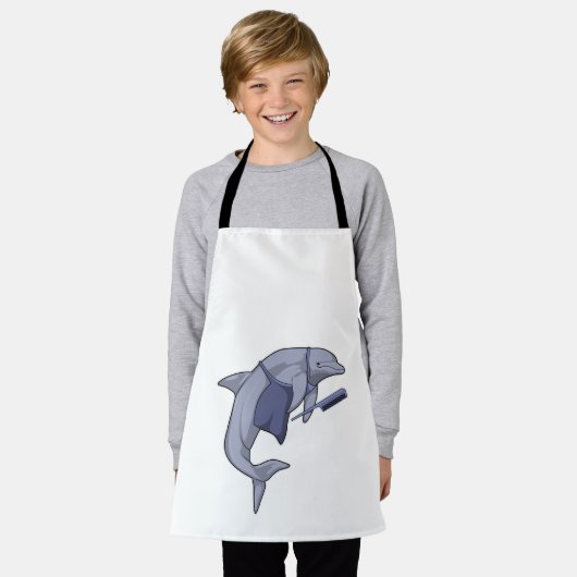 Dolphin als Friseur mit Kamm Schürze (Getragen)