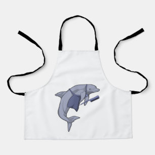 Dolphin als Friseur mit Kamm Schürze