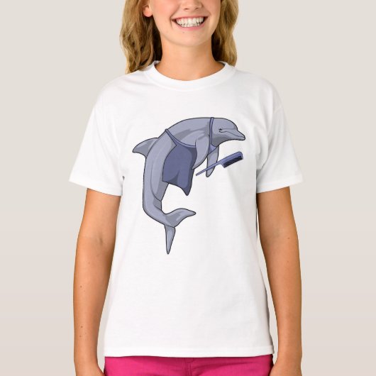 Dolphin als Friseur mit Kamm T-Shirt (Vorderseite)