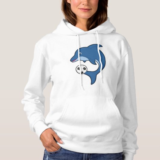 Dolphin als Fußballspieler mit Fußball Hoodie (Vorderseite)