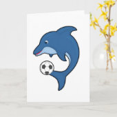 Dolphin als Fußballspieler mit Fußball Karte (Gelbe Blume)